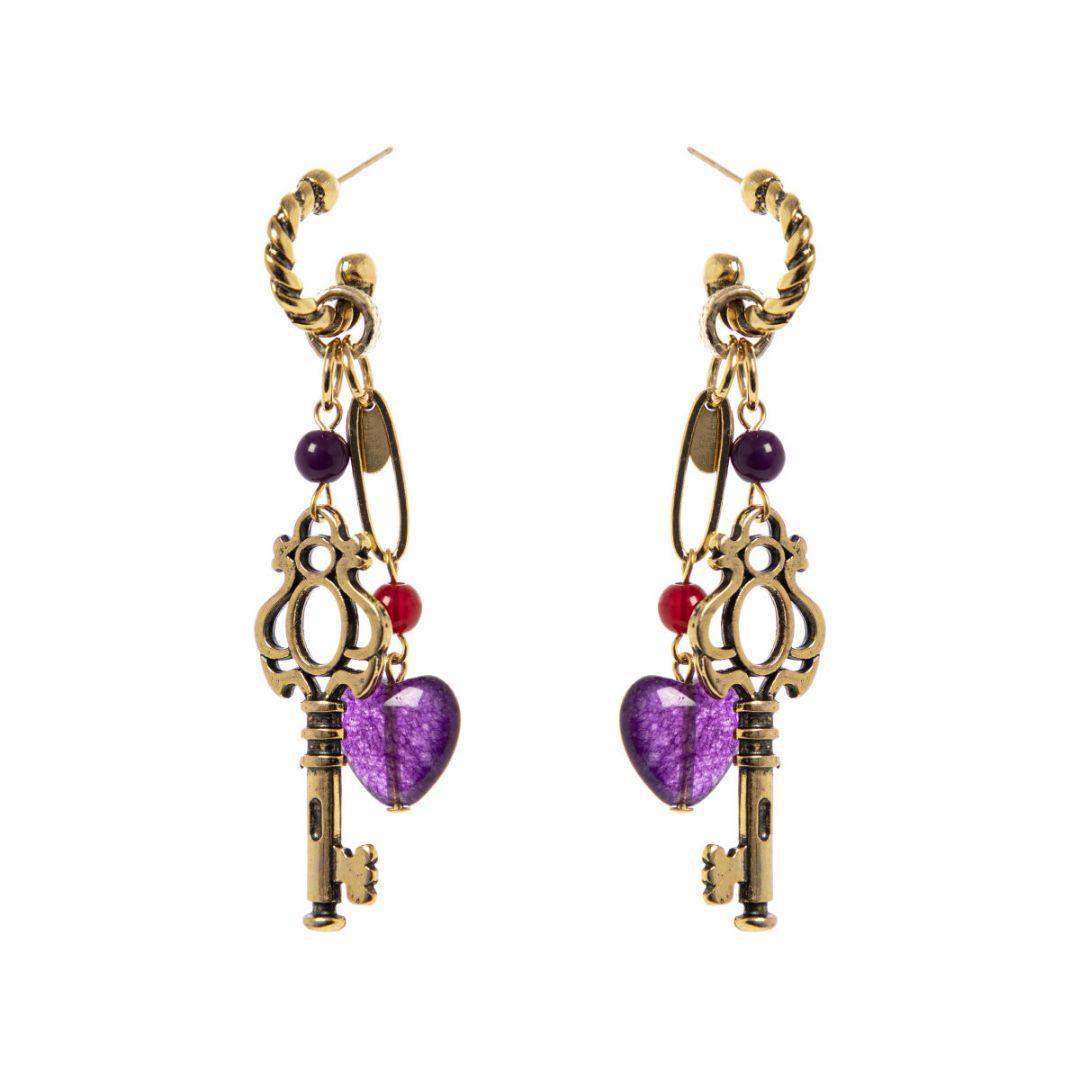 Orecchini Semicerchio con Grande Chiave