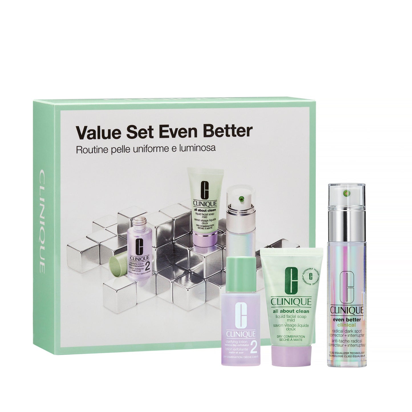 Cofanetto Even Better Value Set, per una pelle luminosa e dall'aspetto più uniforme.