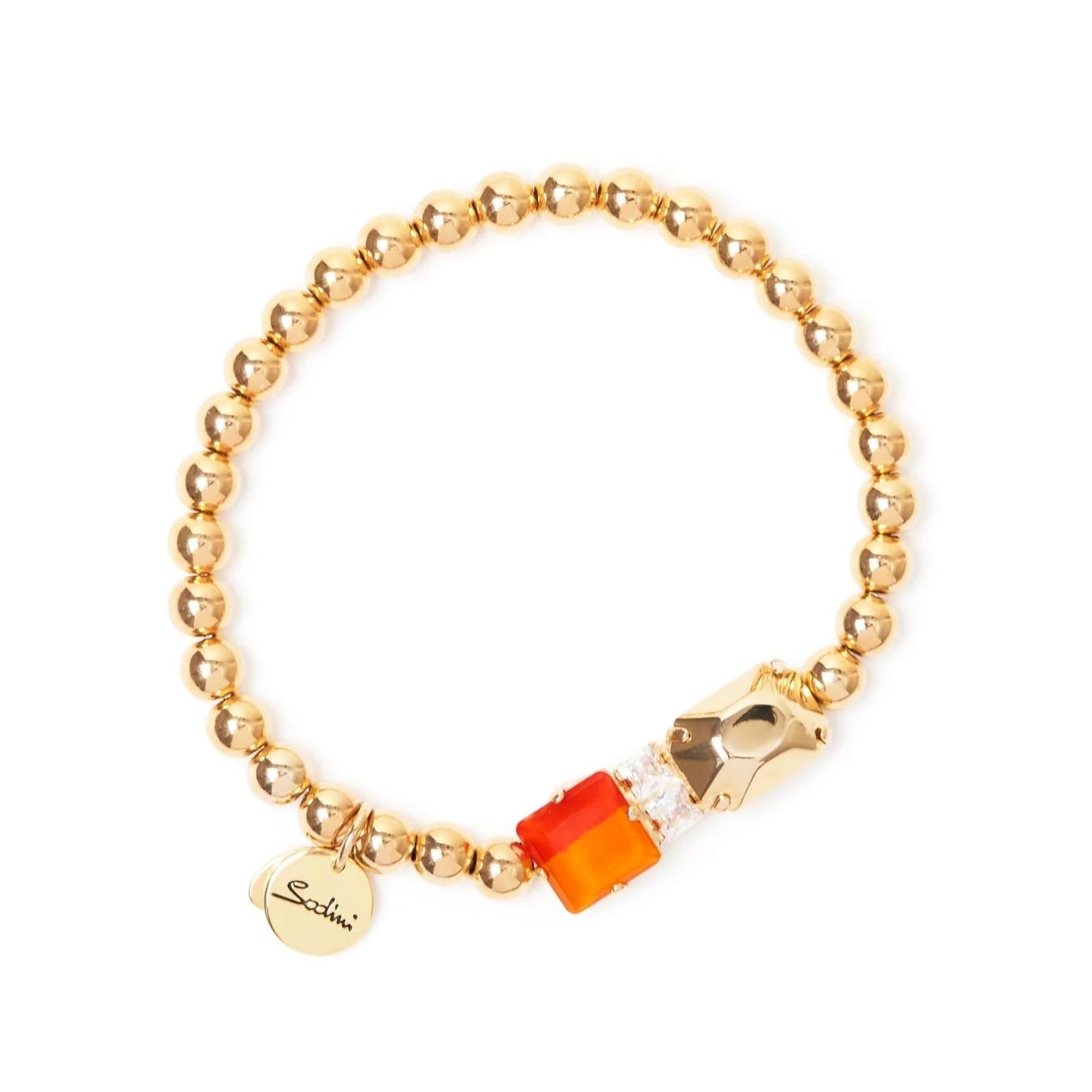 Bracciale elastico boule, cristalli e charm Ribera