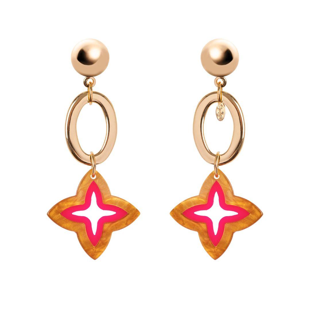 Orecchini con Anello Ovale e Stella Croce Melody
