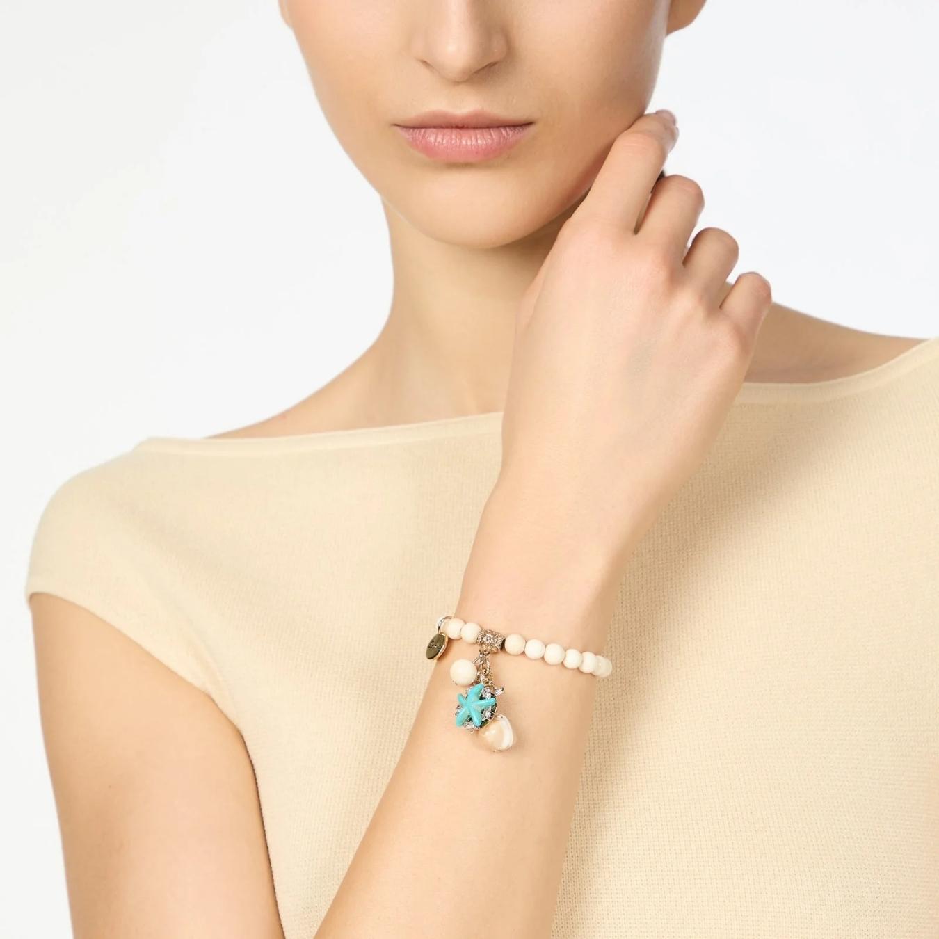 Bracciale elastico boule ed elementi marini Maresia