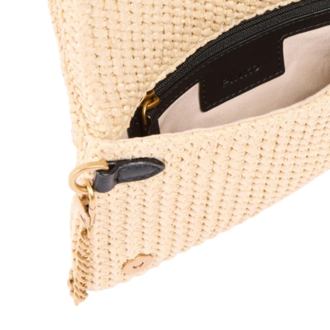 Pochette a tracolla piccola Love Bag Click Soft Horizontal Mini in rafia