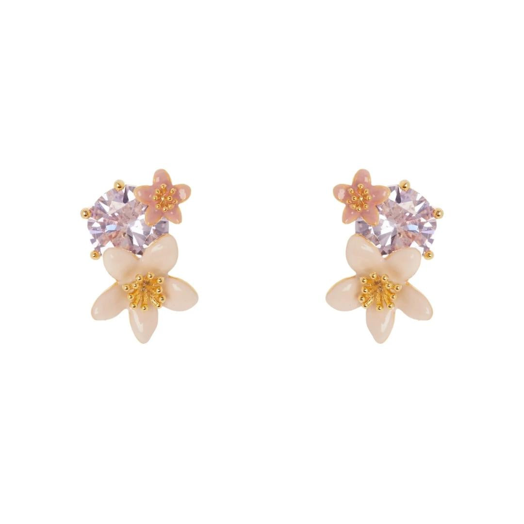 Orecchini cristallo e due fiori Hanami