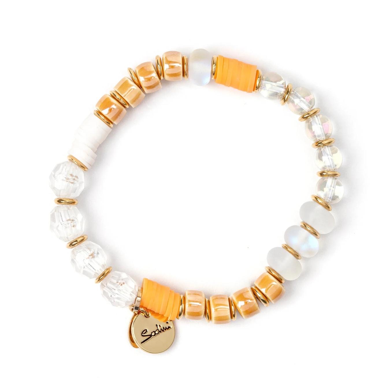 Bracciale Elastico Anellini e Perle di Vetro Flora