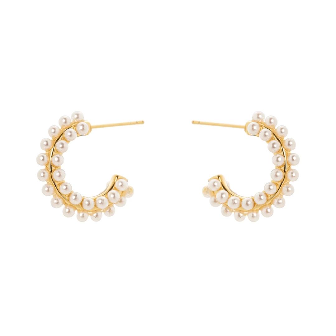 Orecchini Cerchietto e Linee di Mini Perle Confettis