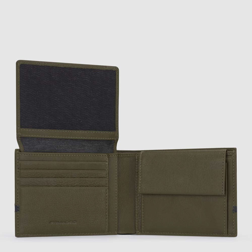 Piquadro W117R Portafoglio uomo con porta documenti, porta monete Charlie Verde