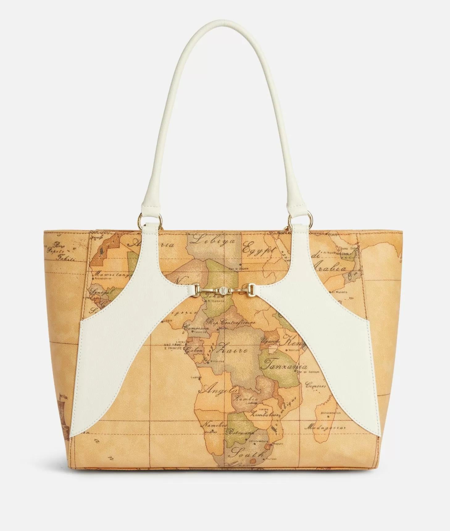 Geo Mira borsa shopping Bianco Cotton
