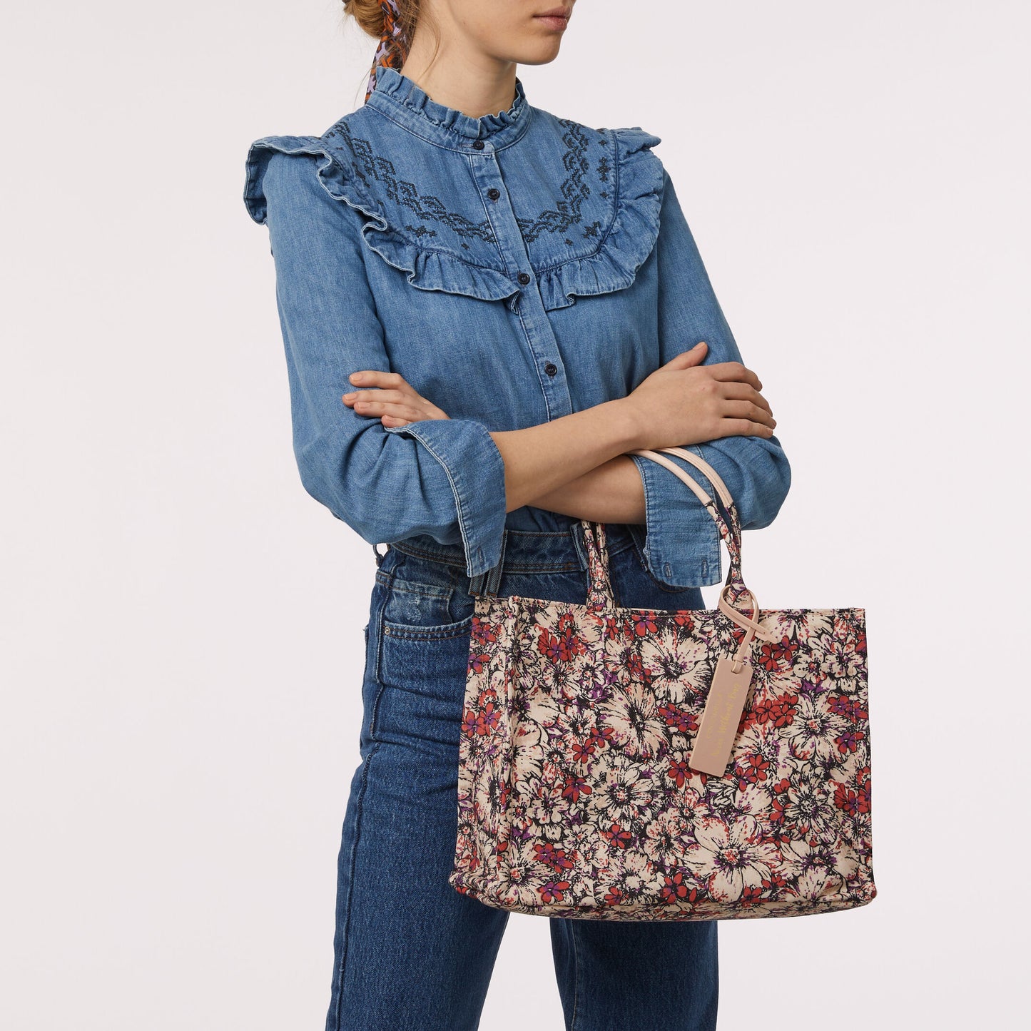 Never Without Bag Cross Flower Print Medium