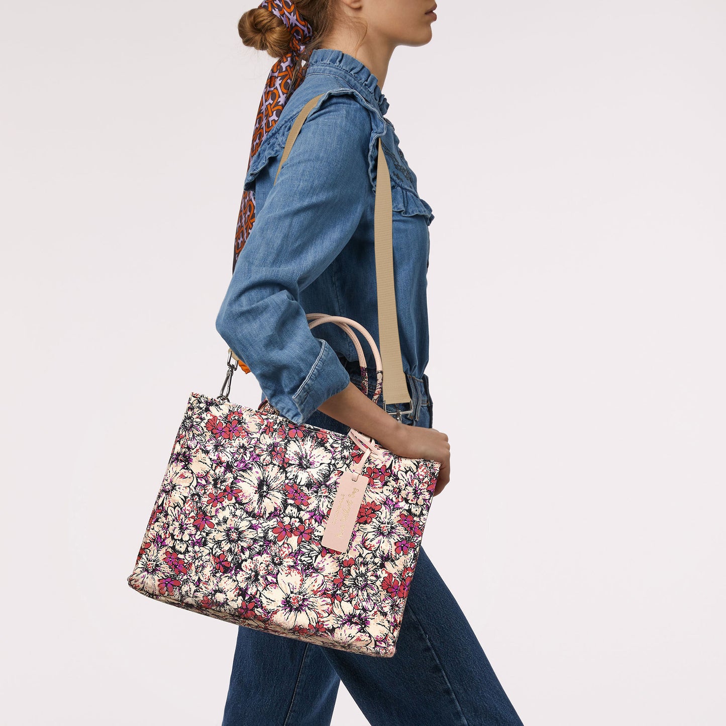 Never Without Bag Cross Flower Print Medium