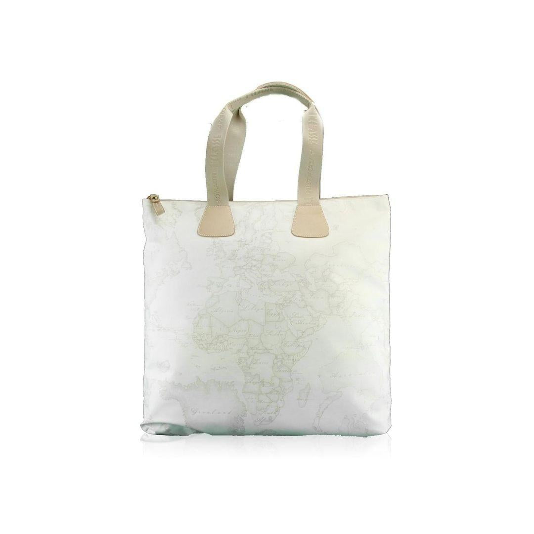 Borsa Shopping con doppio manico Geo White