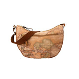 Borsa a Tracolla Grande in Pelle Naturale e Tessuto Goffrato Geo Classic