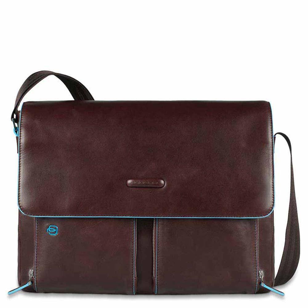 Blue Square Messenger Porta Computer in Pelle