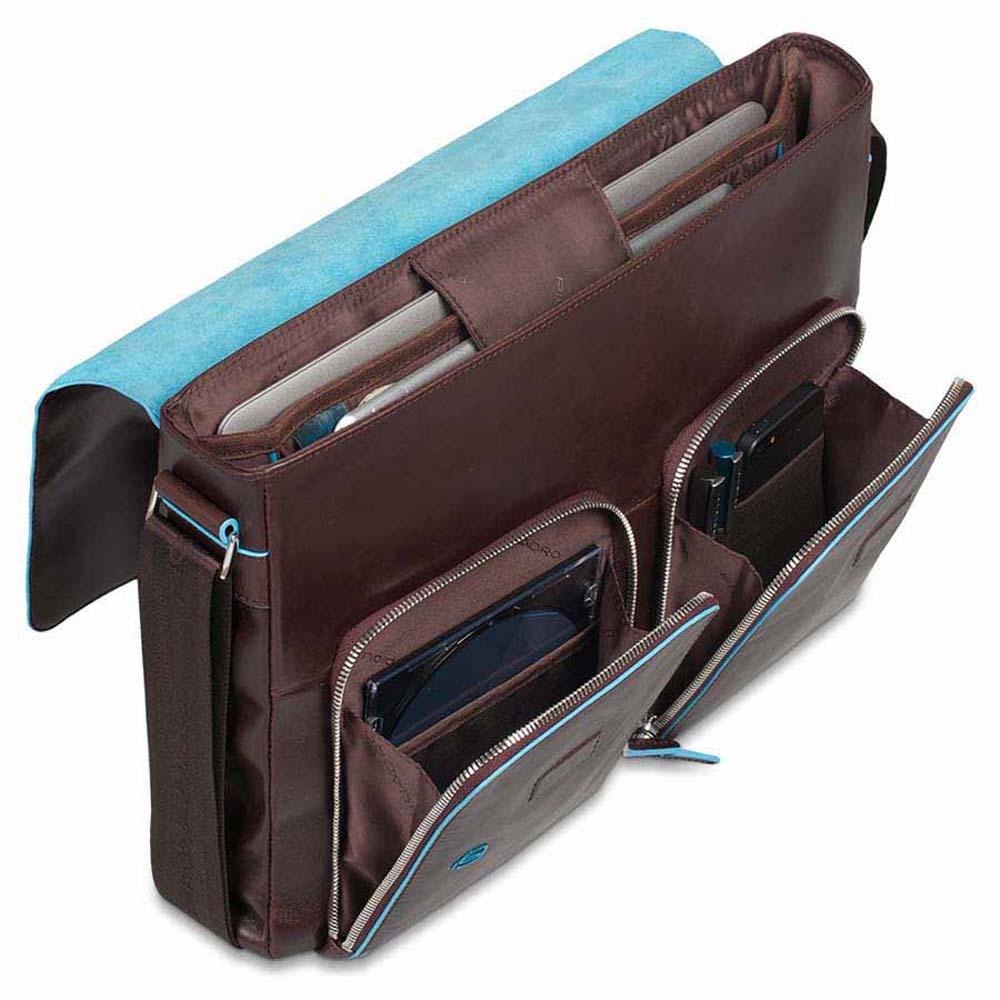 Blue Square Messenger Porta Computer in Pelle