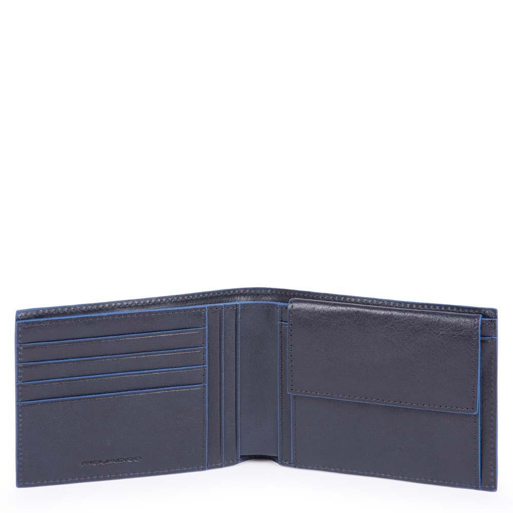 Blue Square Portafoglio Uomo con Portamonete in Pelle