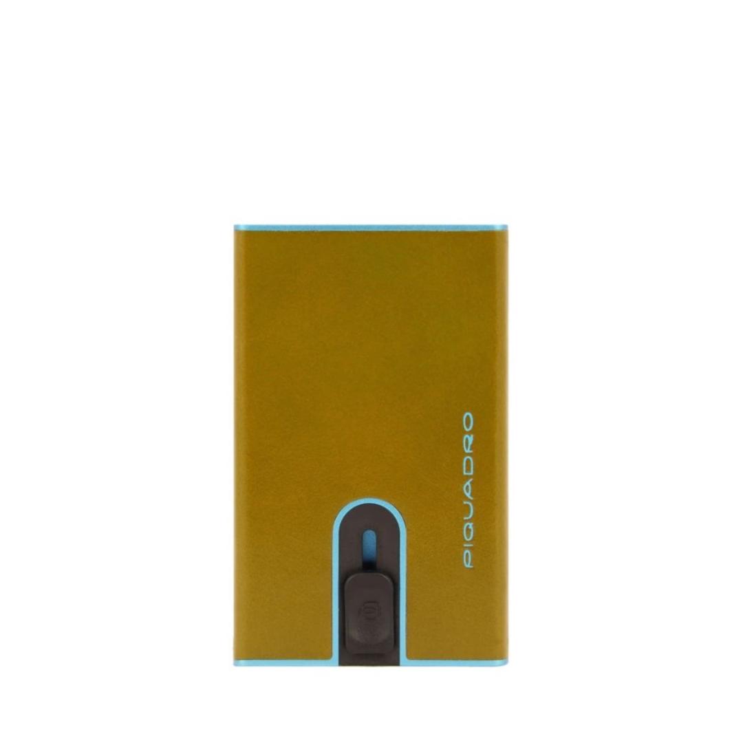 Porta Carte di Credito Slim in Pelle e Metallo con Sliding System