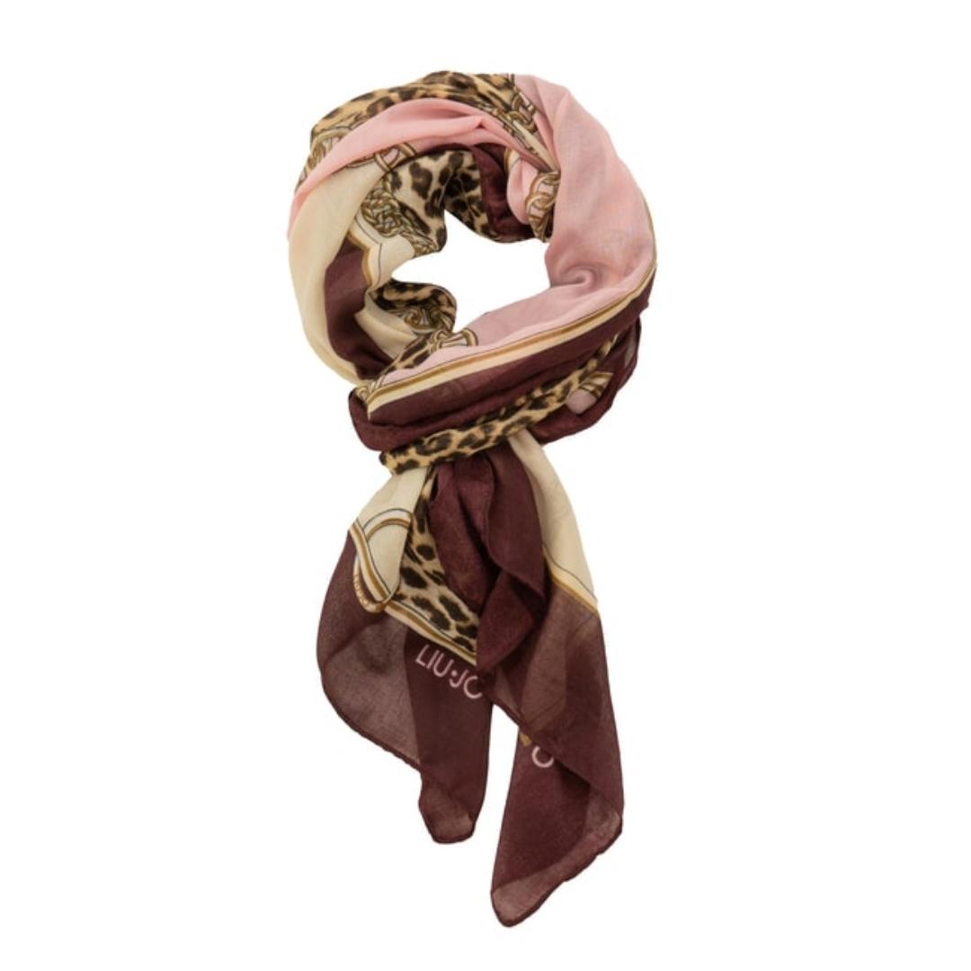 World Of Scarfs Sciarpa Maxi Donna Con Stampa Animalier Giraffa E Glitter - Bianco Avorio 100x180 Cm