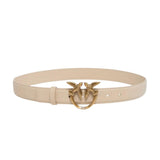 Cintura Love Birds in Pelle 3cm Beige