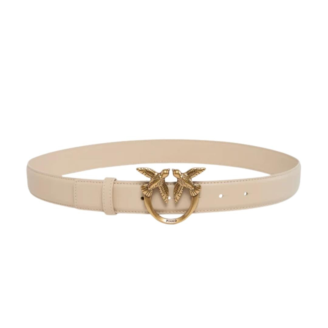 Cintura Love Birds in Pelle 3cm Beige