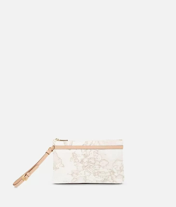 Geo Classic White Clutch media con occhiello