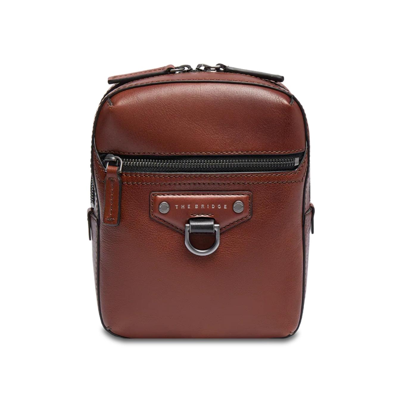 Iacopo Tracolla in Pelle Uomo con Zip Frontale