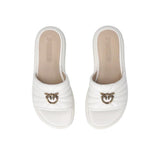 Ciabatte in Nappa Trapuntata con Logo Love Birds Milk
