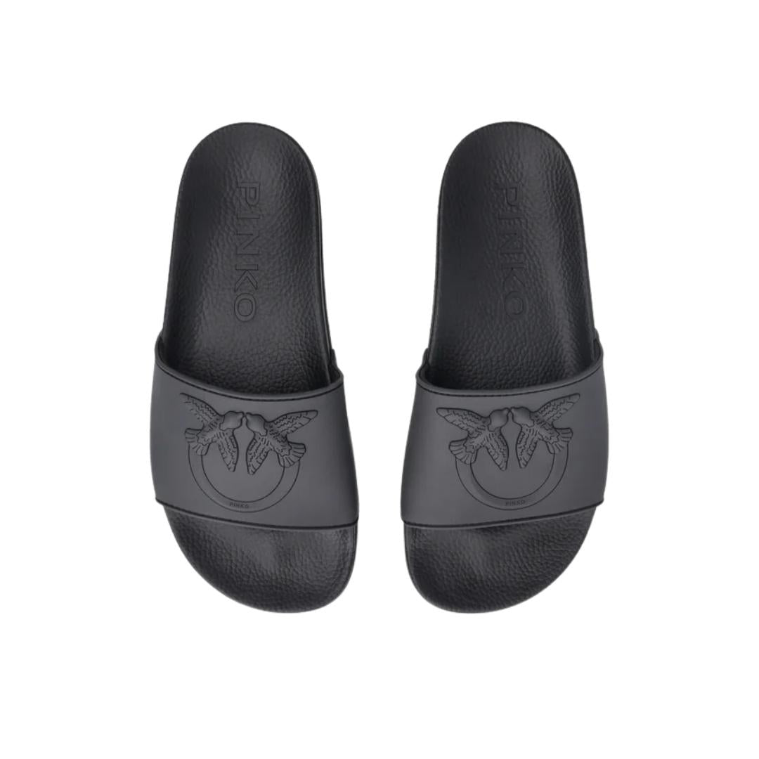 Ciabatte in Gomma con Maxi Logo Love Birds Black