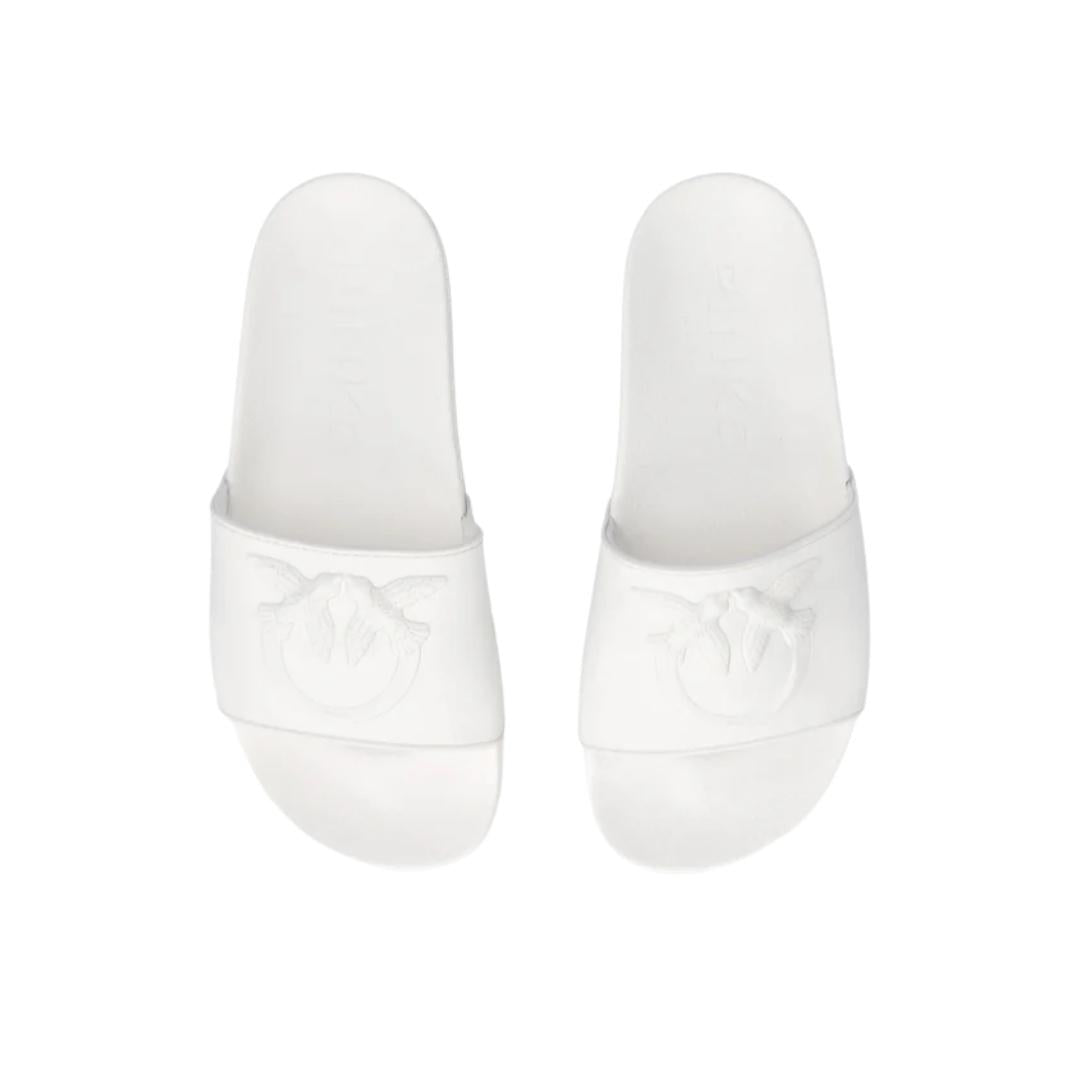 Ciabatte in Gomma con Maxi Logo Love Birds White