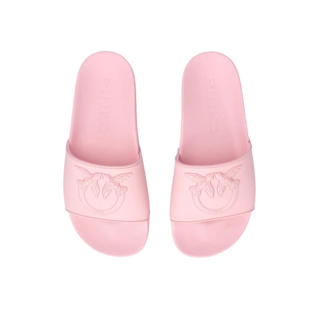 Ciabatte in Gomma con Maxi Logo Love Birds Pink