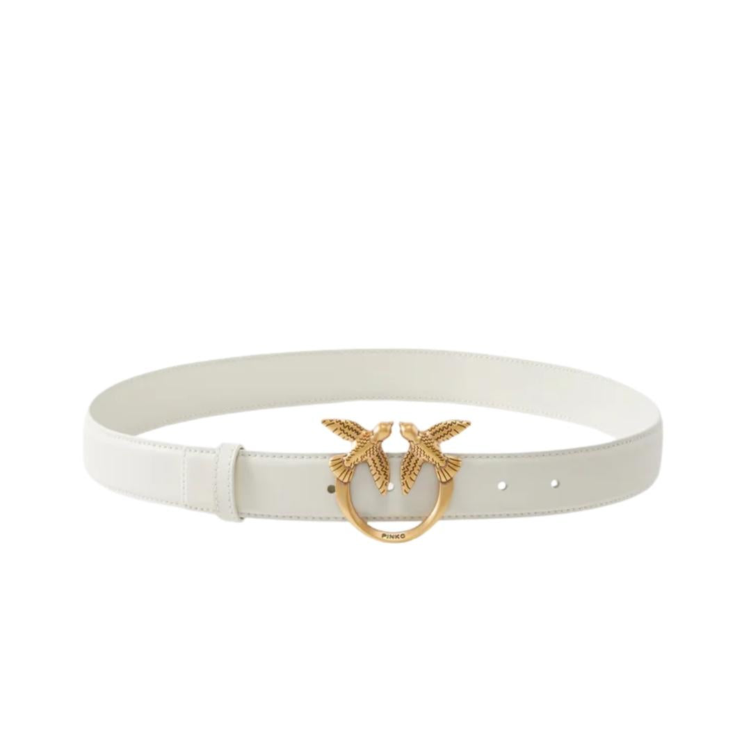 Cintura Love Birds in pelle 3cm Bianco