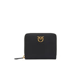 Portafoglio quadrato zip-around in pelle
