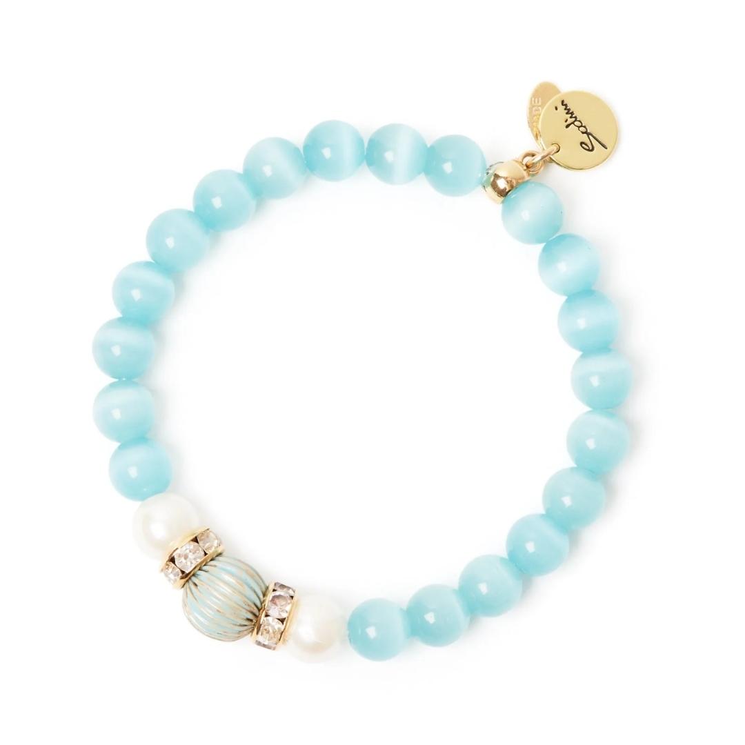 Bracciale elastico sfere, anellini di strass e perle Tarocchi