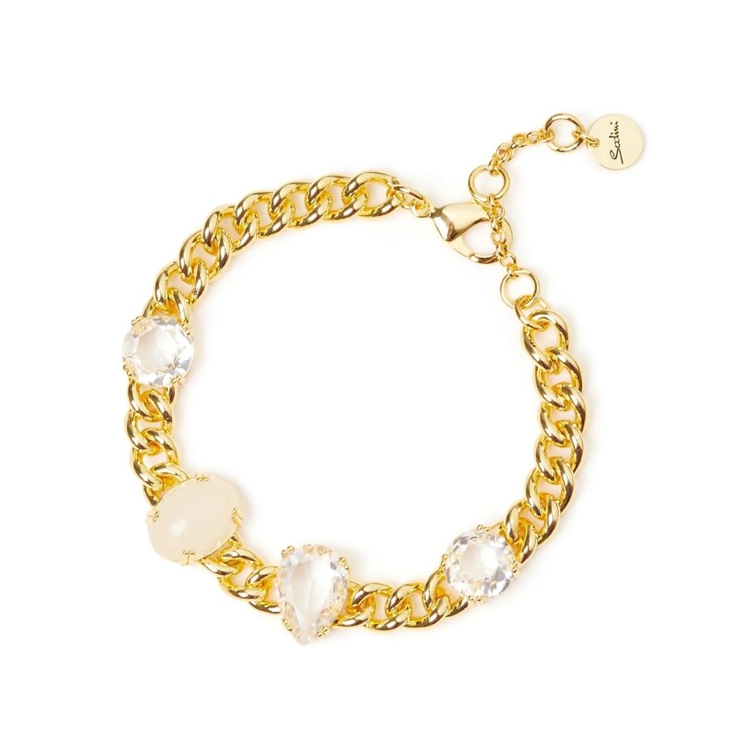 Bracciale groumette cristalli e cabochon Ninfa