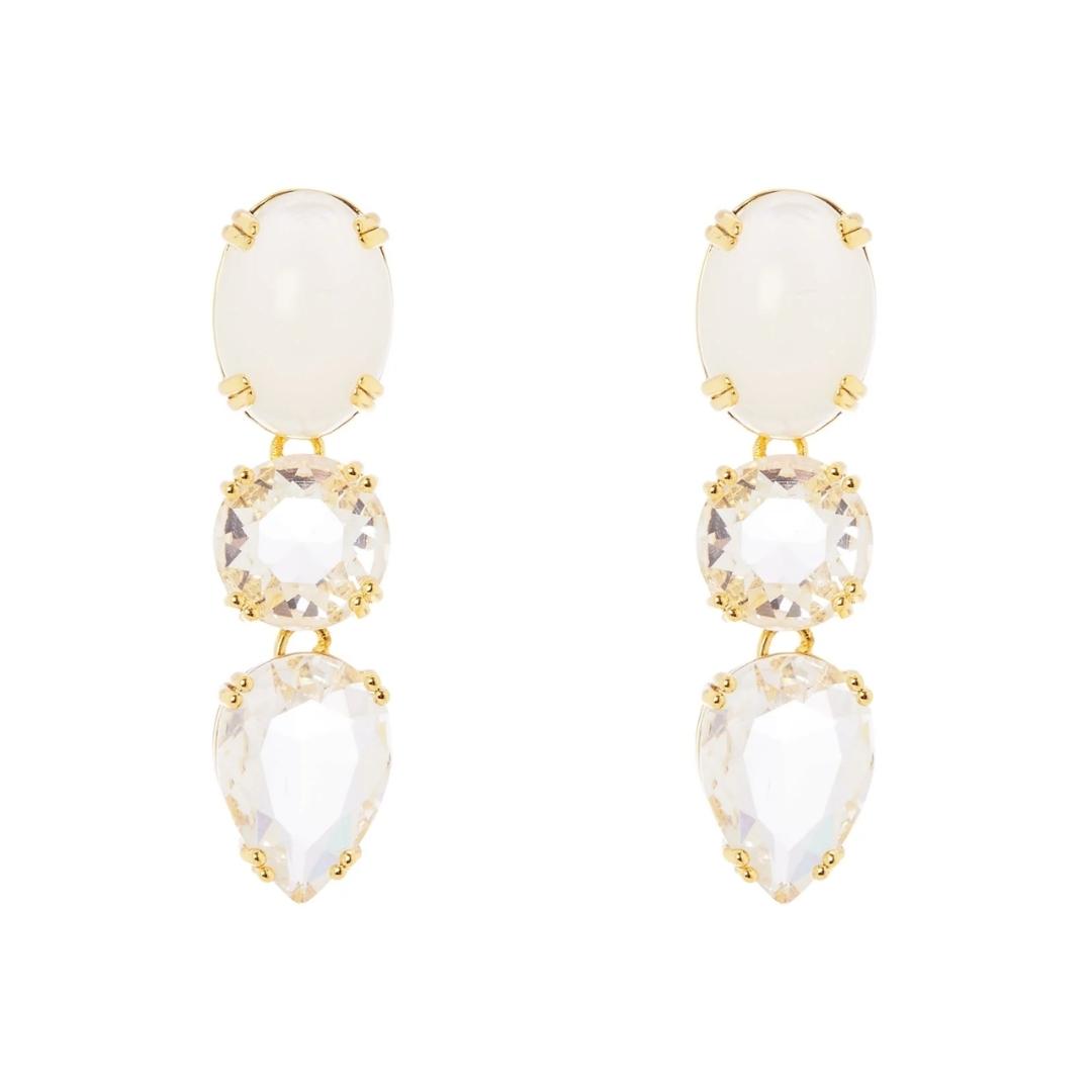 Orecchini cabochon e cristalli pendenti Ninfa
