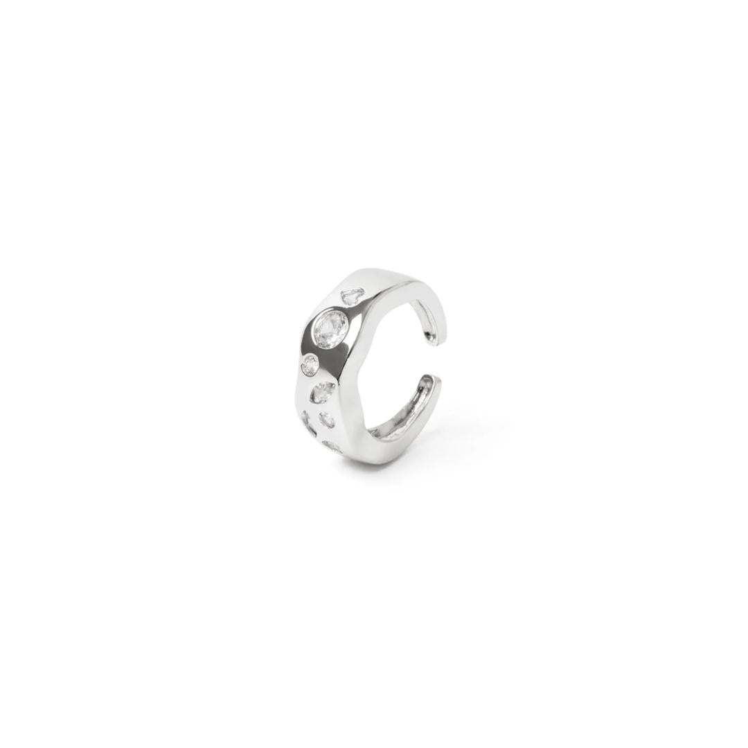 Anello con zirconi incassati e tondo centrale Rania
