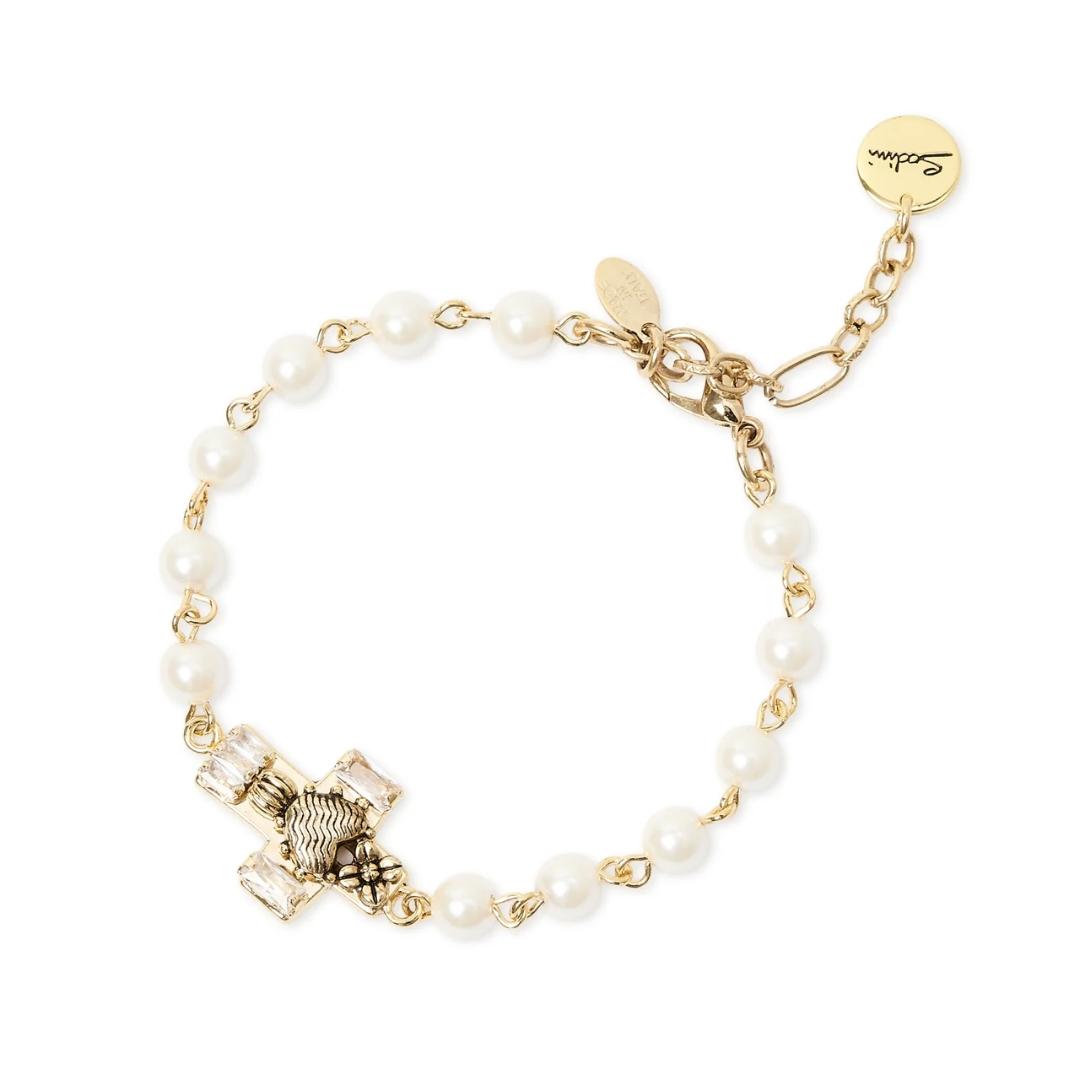 Bracciale Perle Incatenate Croce Naos