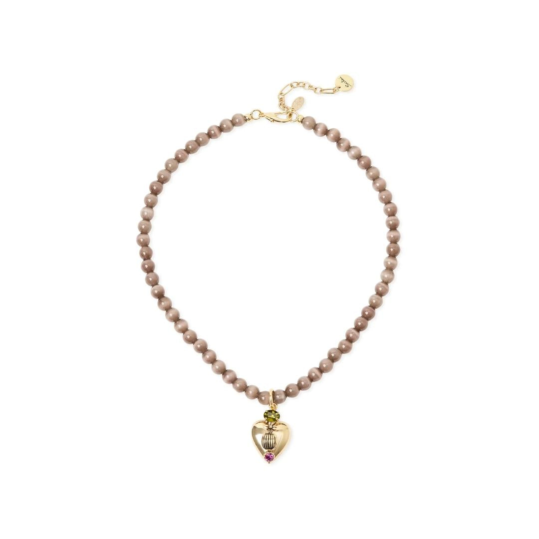 Collana Corta Sfere e Cuore Naos