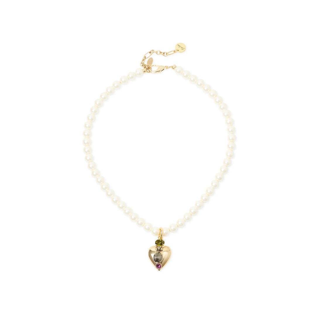 Collana Corta Sfere e Cuore Naos