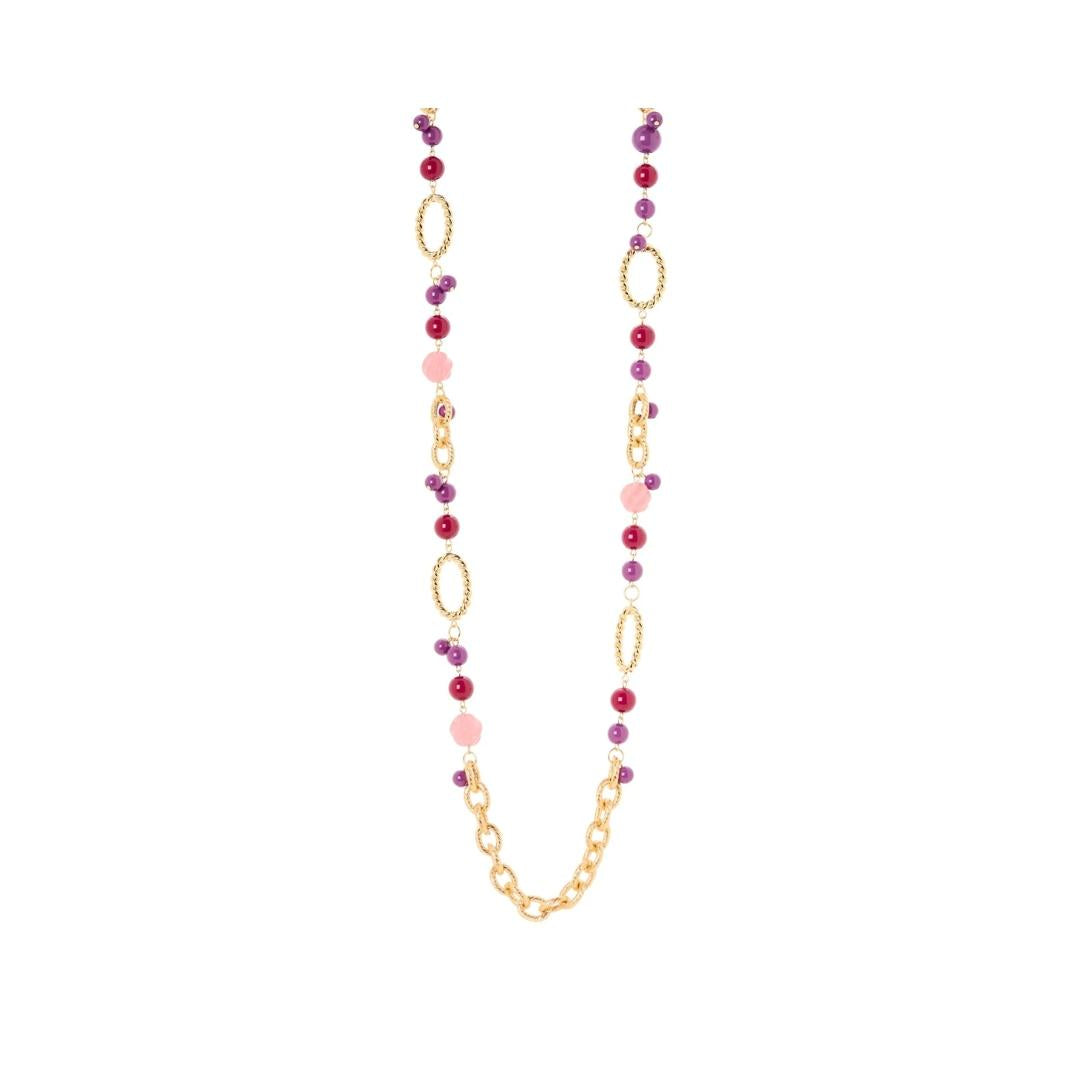 Collana Lunga Catena Boule Anelli Belle Epoque