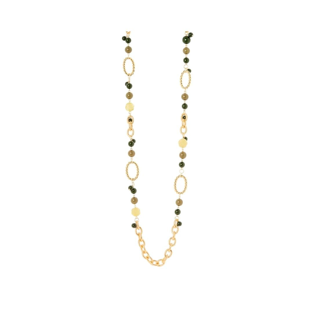 Collana Lunga Catena Boule Anelli Belle Epoque