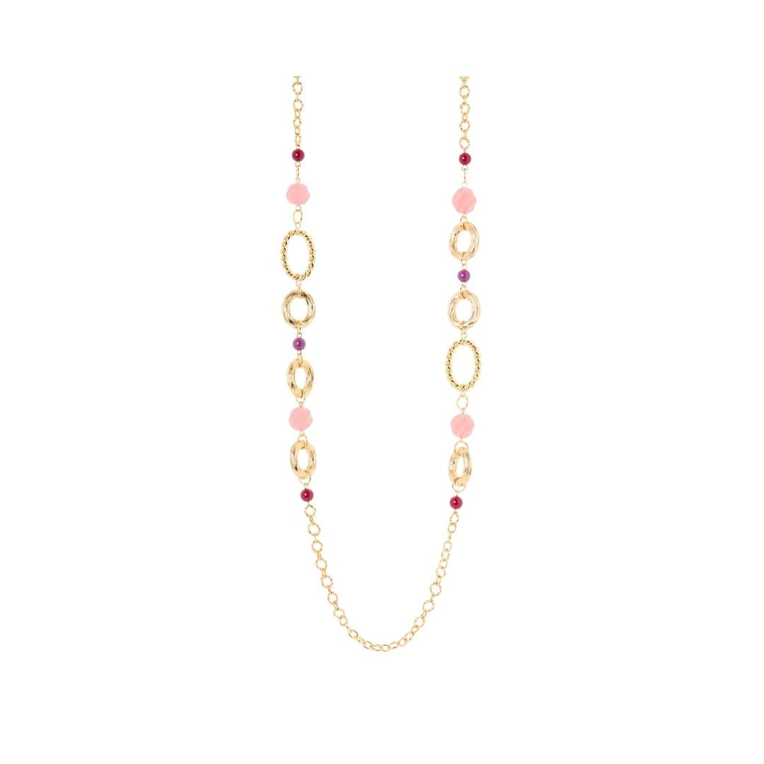 Collana Lunga Catena Anelli Sfere Belle Epoque