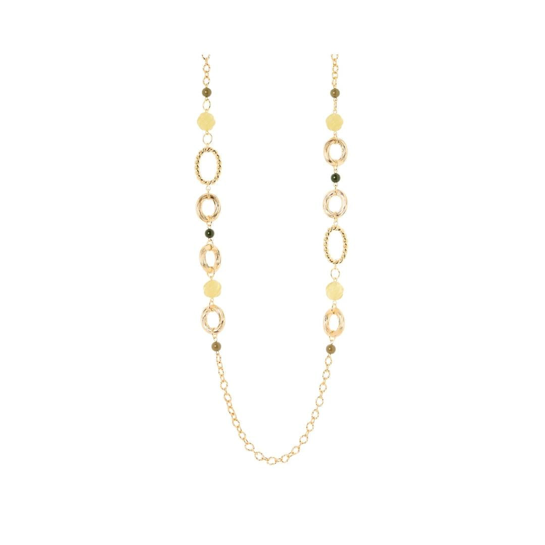 Collana Lunga Catena Anelli Sfere Belle Epoque