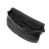 Borsa a spalla in pelle grande con patta frontale Isidora