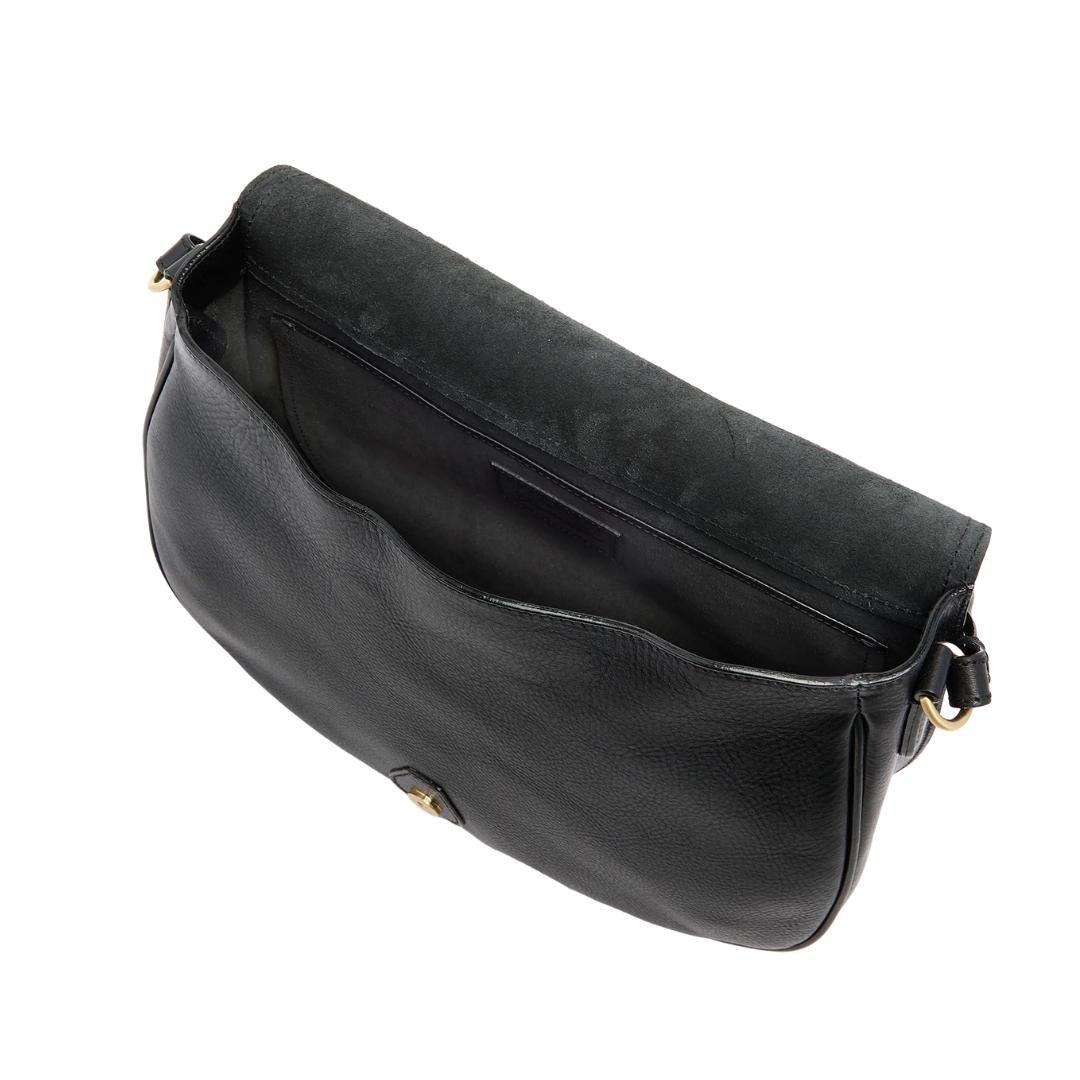 Borsa a spalla in pelle grande con patta frontale Isidora