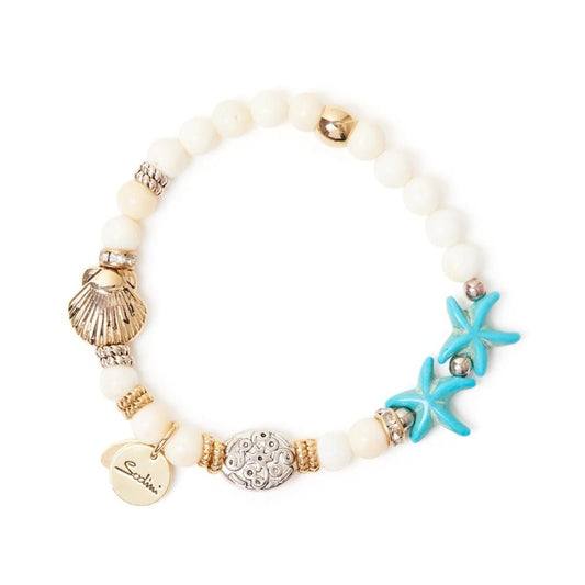 Bracciale elastico boule, elementi marini e charm Maresia