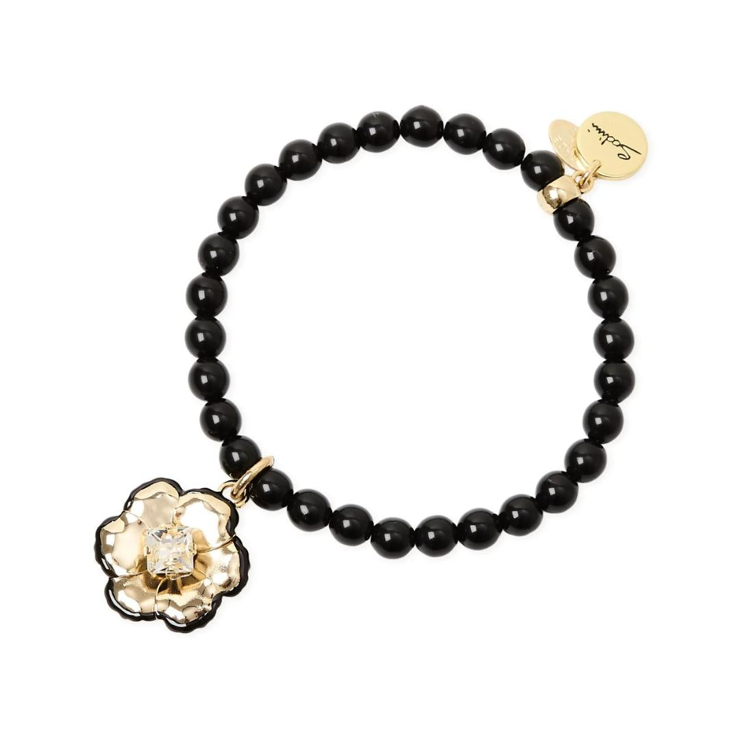 Bracciale Elastico Sfere Fiore Pendente La Dame