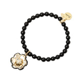 Bracciale Elastico Sfere Fiore Pendente La Dame