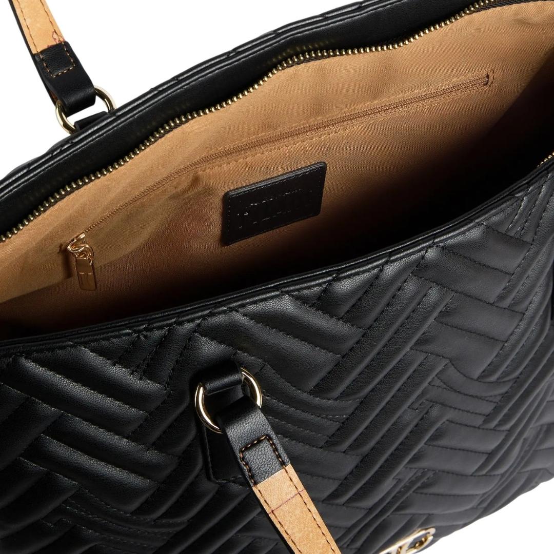 Borsa Shopping in Tessuto Effetto Nappa Matelassè