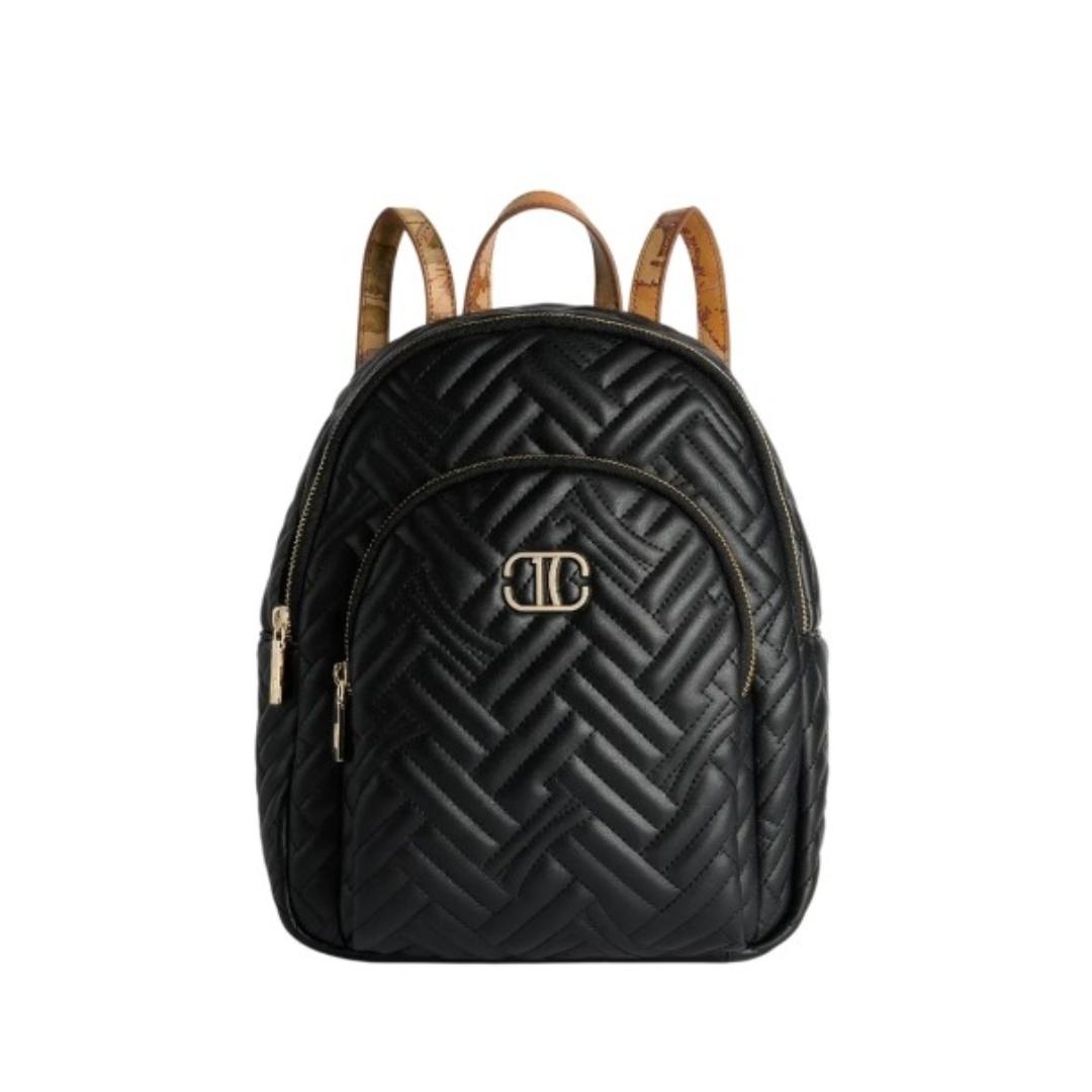 Zaino in Tessuto Effetto Nappa Doppia Zip