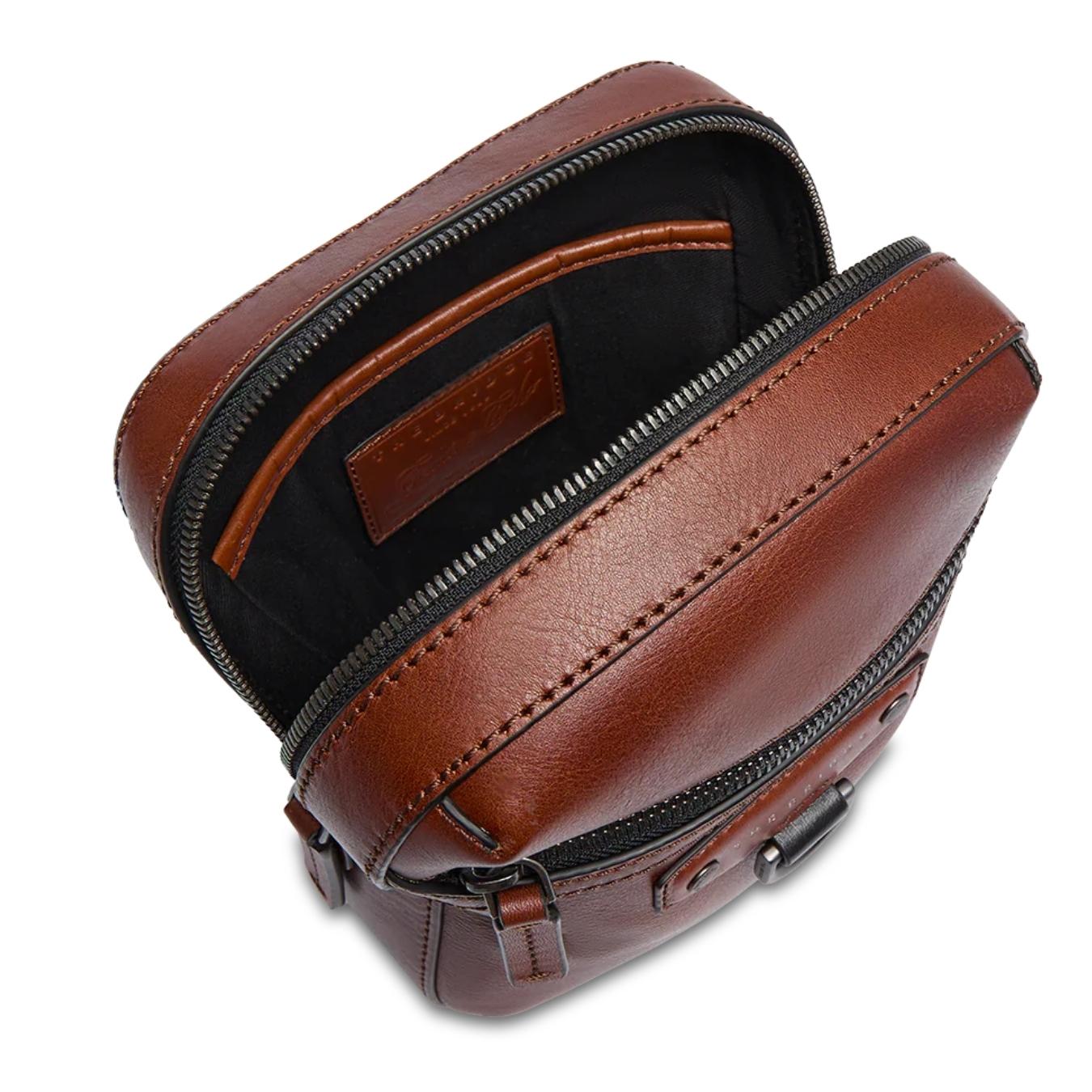 Iacopo Tracolla in Pelle Uomo con Zip Frontale