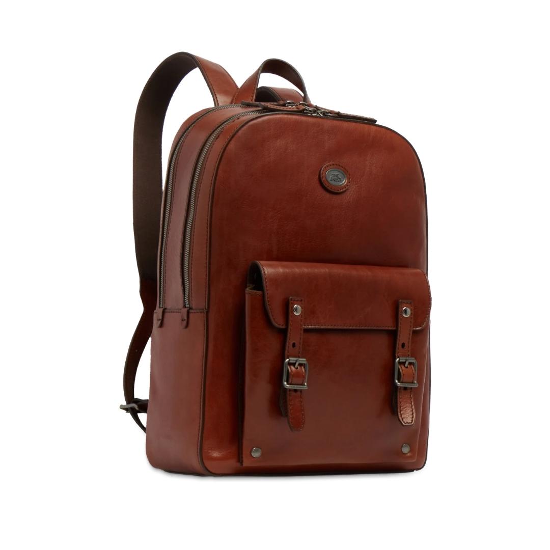 Zaino in Pelle Porta PC Uomo due Zip